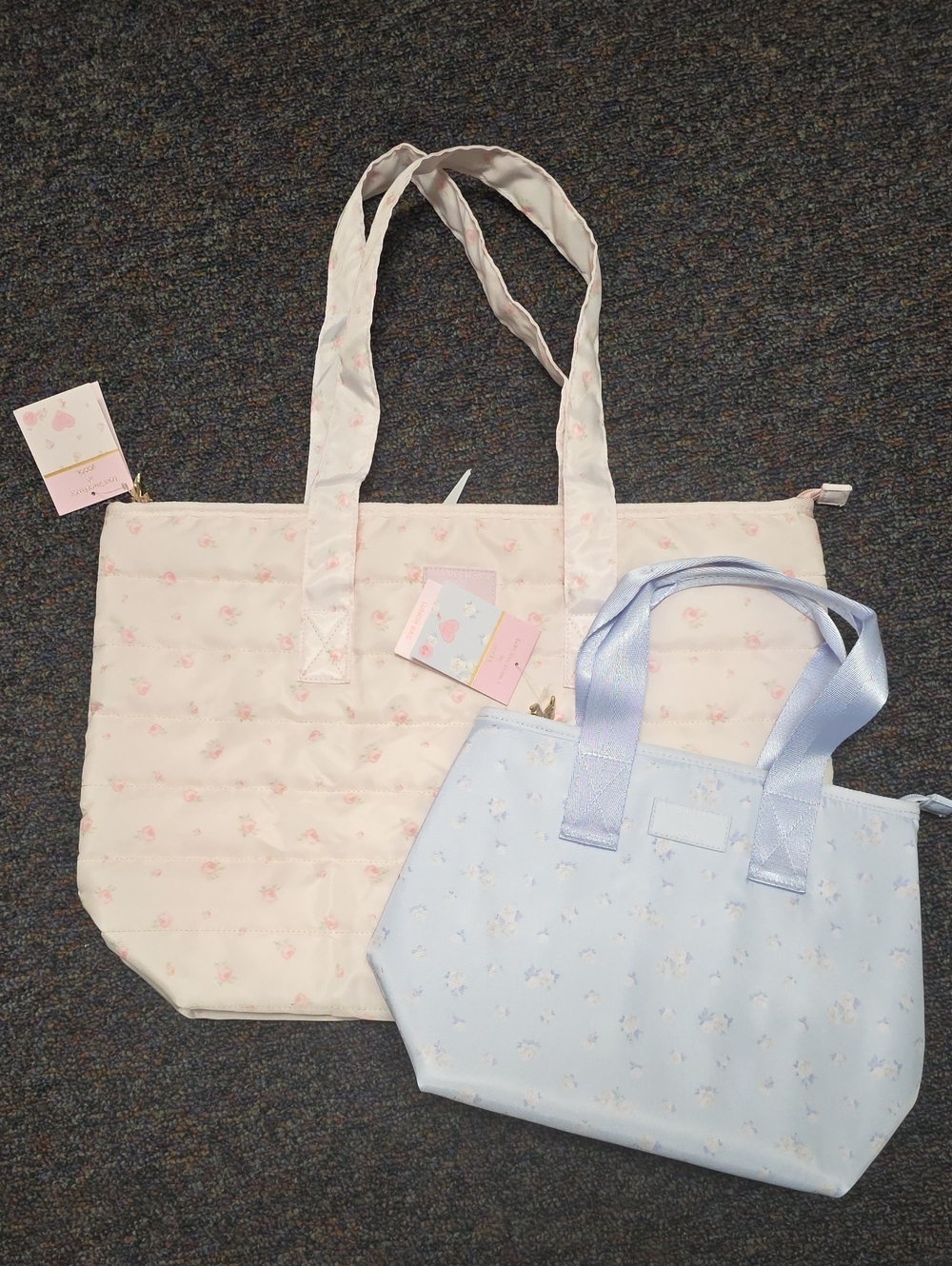 Set Of 2 Pink And Blue LoveShackFancy Lunch/Tote Bags